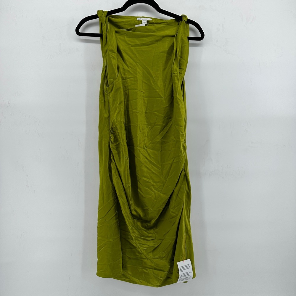 Topshop Green Sleeveless Ruched Bodycon Midi Dress Party Cocktail US 12